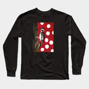 Woodpecker Red with White Dots Painting Long Sleeve T-Shirt